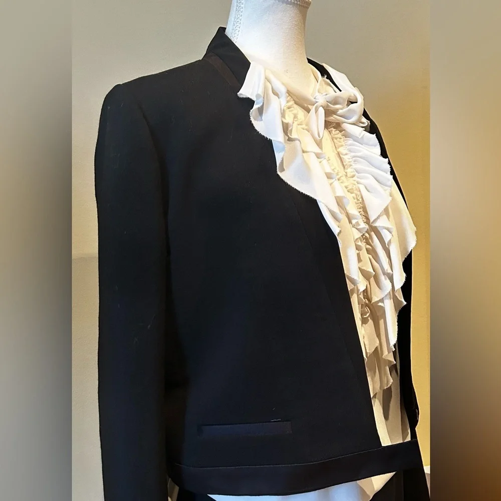 ISABEL MARANT No 1501 Crop Virgin Wool with Tuxedo Trim Blazer Black Women - Picture 9 of 16